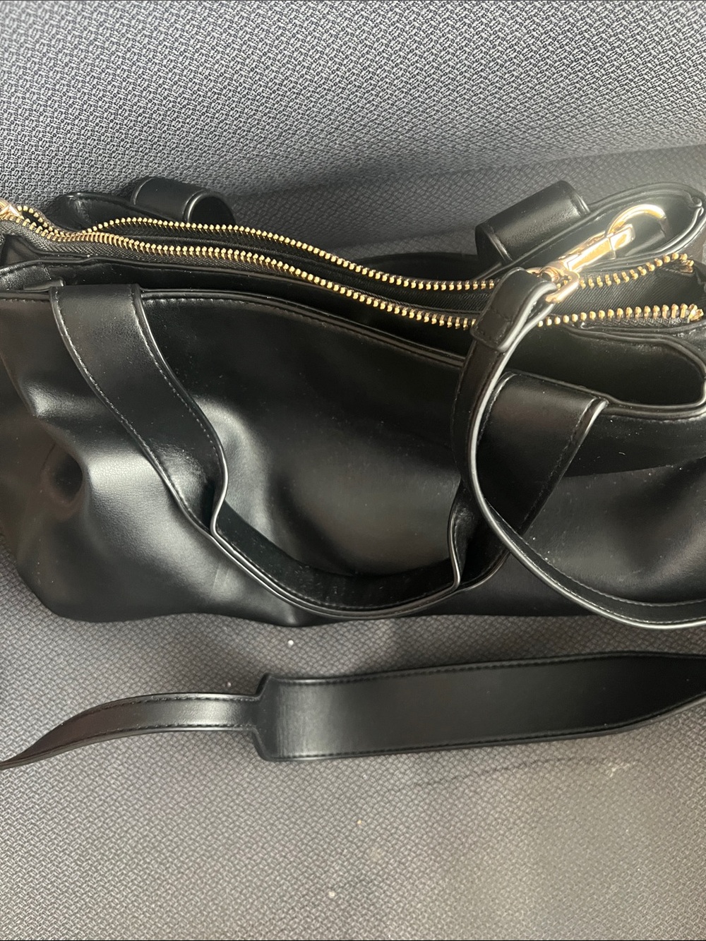a new day Black Tote with Gold Zipper Detail